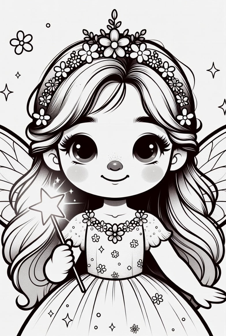 Magical Girls Coloring Pack – Wizards & Fairies (6 Pages)