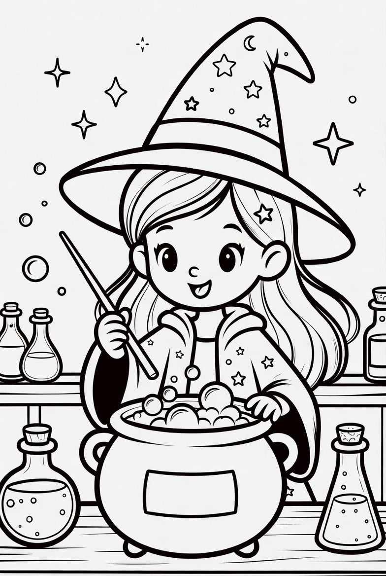 Magical Girls Coloring Pack – Wizards & Fairies (6 Pages)