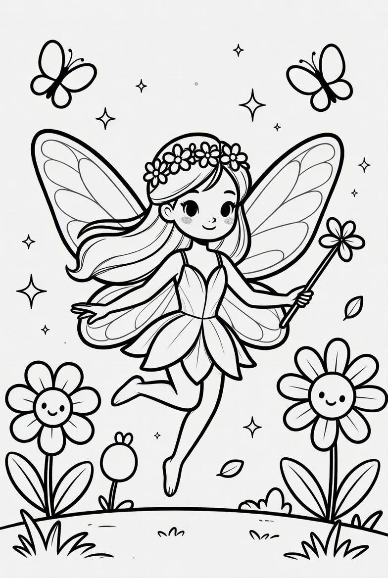 Magical Girls Coloring Pack – Wizards & Fairies (6 Pages)