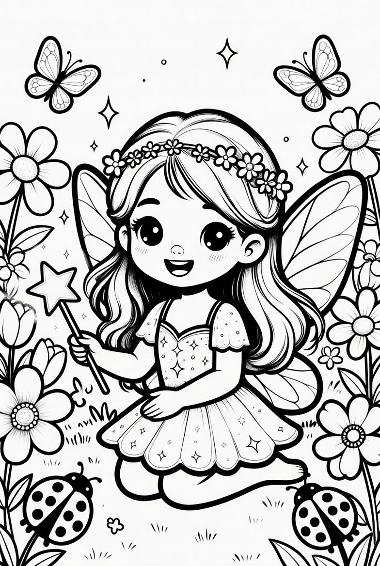 Magical Girls Coloring Pack – Wizards & Fairies (6 Pages)