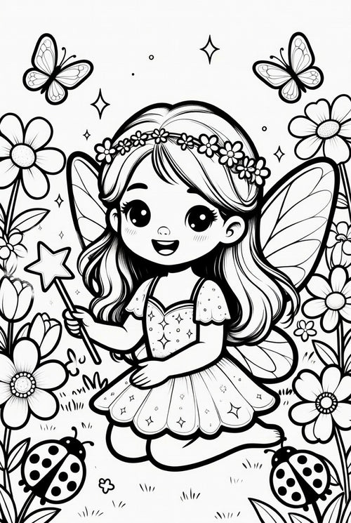 Magical Girls Coloring Pack – Wizards & Fairies (6 Pages)