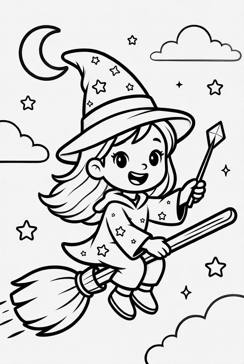 Magical Girls Coloring Pack – Wizards & Fairies (6 Pages)